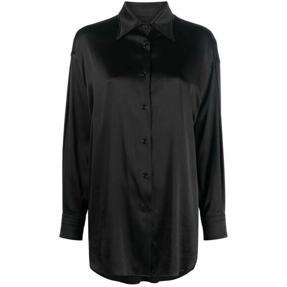 Tom Ford Women Stretch Silk Satin Relaxed Fit Shirt